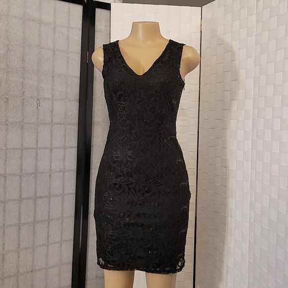 BRAND NEW ALEXA B NITES V-NECK SEQUIM EMBROIDERY MINI LACE DRESS - Picture 13 of 15
